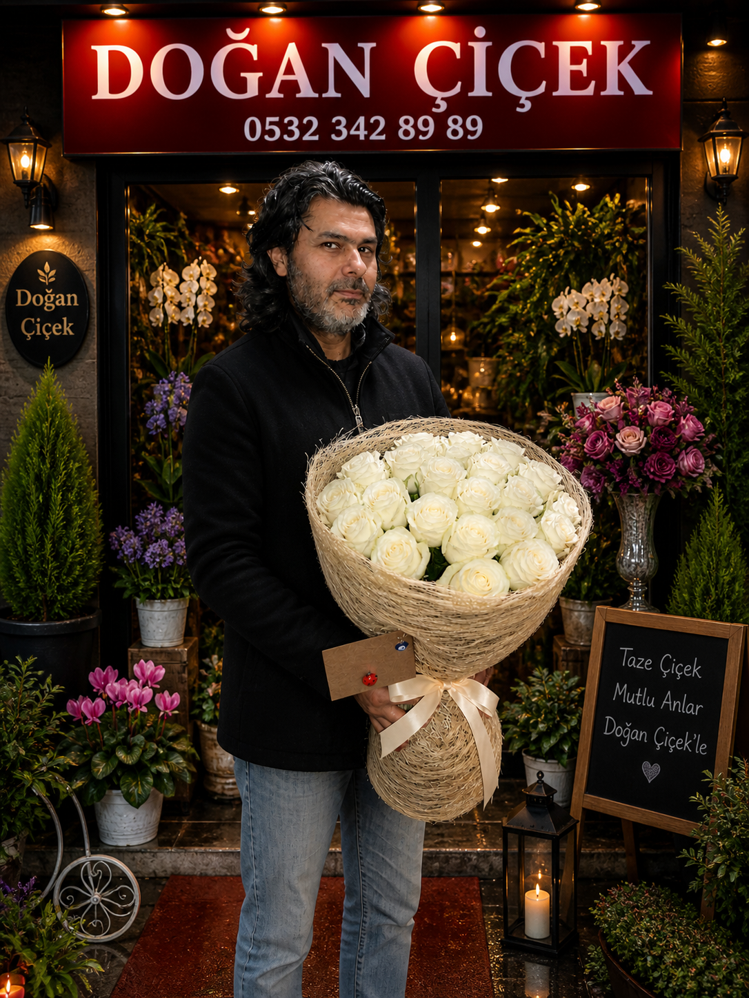 Ýthal beyaz Gül Buketi